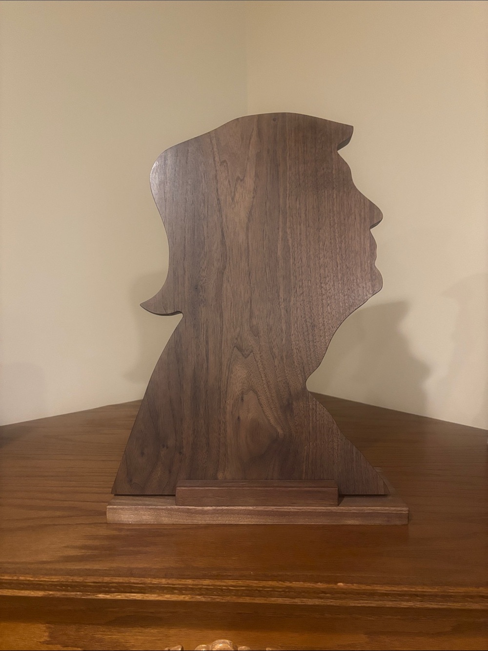Handcrafted Walnut Wood Silhouette Sculpture - Brown